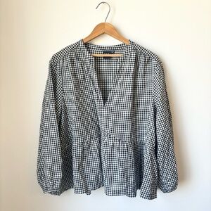 Blue Gingham Peplum Top // GAP